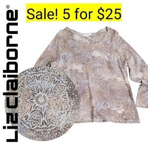 Liz Claiborne Neutral Cottagecore Long Sleeve Shirt 5 for $25 Mix Match Top